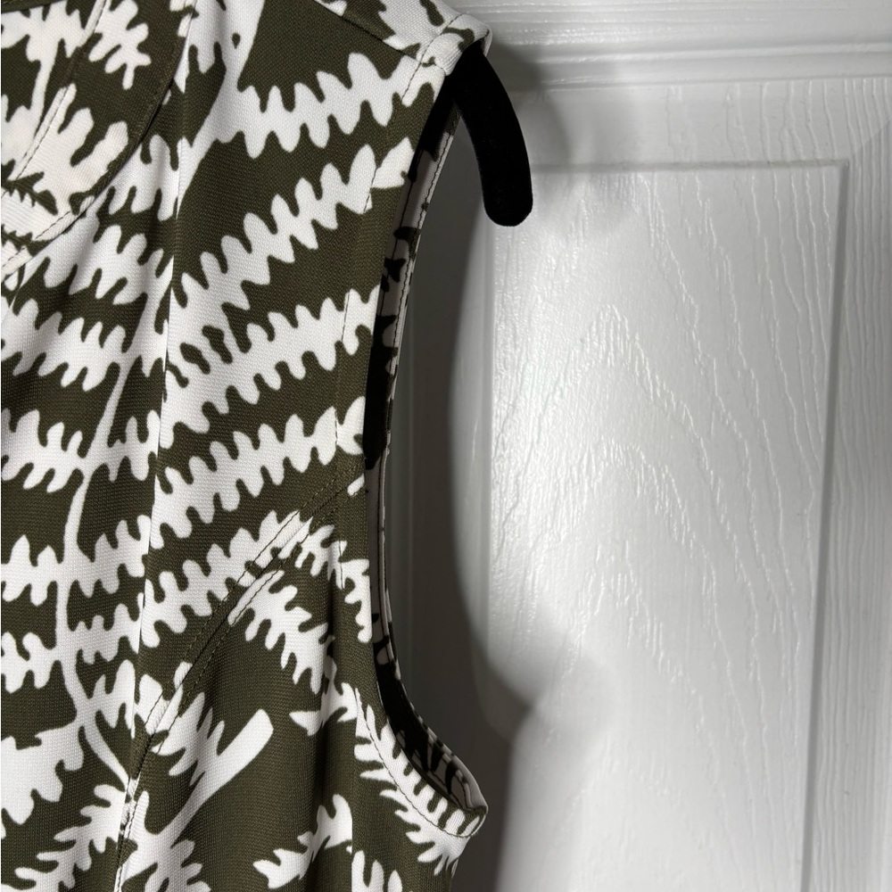 Talbots Olive Green White Button Front Sleeveless… - image 6